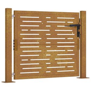 vidaXL Portail de jardin 100x75 cm en acier Corten, design carr&eacute;