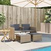 vidaXL Canap&eacute; de jardin 2 places avec table et tabourets beige rotin