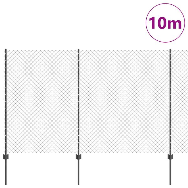 vidaXL Cl&ocirc;ture avec poteau Gris 1,5 x 10 m Acier et PVC