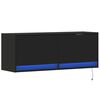 vidaXL Meuble TV mural avec lumi&egrave;res LED noir 100x31x35 cm