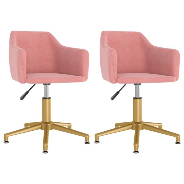 vidaXL Chaises pivotantes &agrave; manger lot de 2 Rose Velours