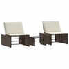 vidaXL Chaises longues 2 pi&egrave;ces avec table en r&eacute;sine tress&eacute;e marron