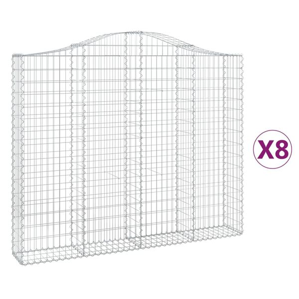 vidaXL Paniers à gabions arqués 8 pcs 200x30x160/180 cm Fer galvanisé