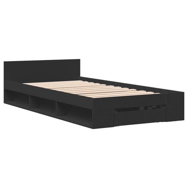 vidaXL Cadre de lit avec tiroir sans matelas noir 90x200 cm
