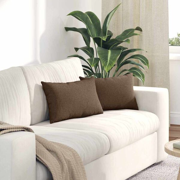 vidaXL Coussins de canap&eacute; 2 pcs Marron 50 x 30 cm tissu