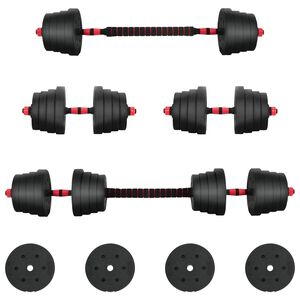 vidaXL Set d'halt&egrave;res 2-en-1 40 kg Noir et Rouge