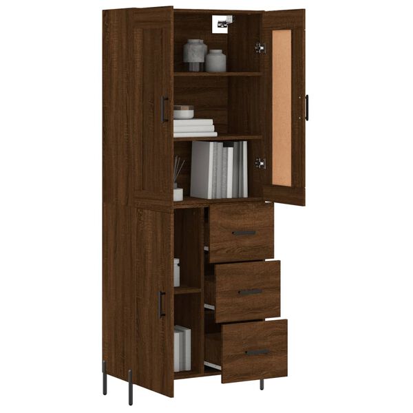 vidaXL Buffet haut Ch&ecirc;ne marron 69,5x34x180 cm Bois d'ing&eacute;nierie
