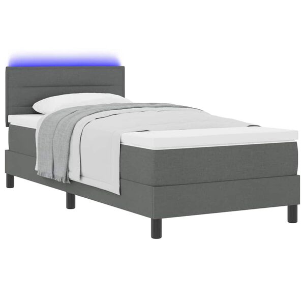 vidaXL Lit &agrave; ressorts avec matelas Gris fonc&eacute; 80 x 200 cm tissu