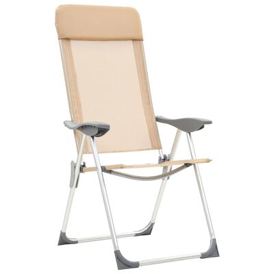 vidaXL Chaises de camping pliables lot de 2 Crème Aluminium