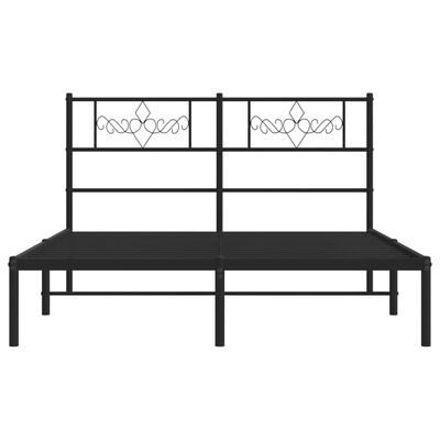 vidaXL Cadre de lit métal sans matelas avec tête de lit noir 150x200cm