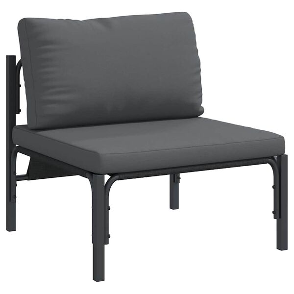vidaXL Ensemble de canap&eacute; de jardin avec coussin 6 pcs Noir Acier