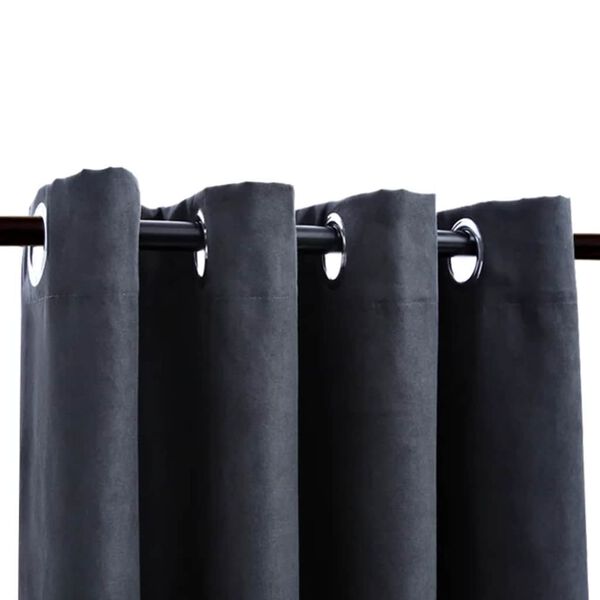 vidaXL Rideaux occultants avec anneaux M&eacute;tal 2pcs Anthracite 140x245cm