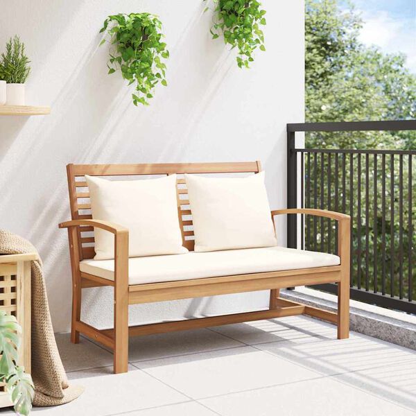 vidaXL banc Marron et Cr&egrave;me 110 x 66 x 76 cm Bois de teck massif