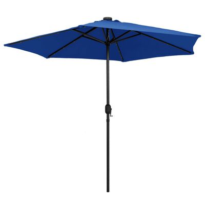 vidaXL Parasol de jardin et lumières LED mât en aluminium bleu azuré