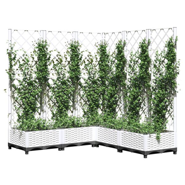 vidaXL Jardini&egrave;re avec treillis Blanc 120x120x121,5 cm PP