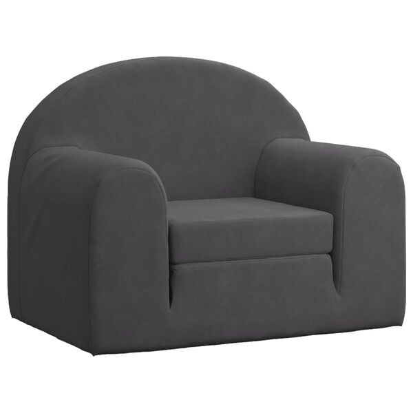 vidaXL Canap&eacute;-lit pour enfants Anthracite Peluche douce