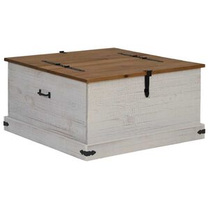 vidaXL Coffre de rangement HALDEN blanc 91x91x47 cm bois massif pin
