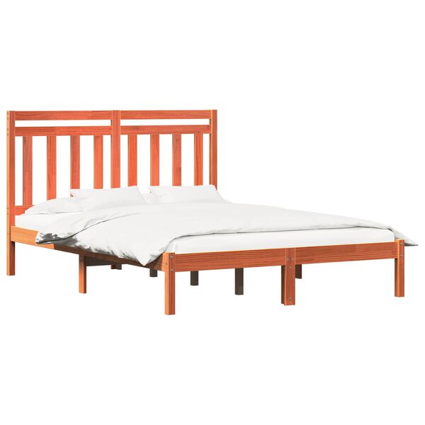 vidaXL Cadre de lit Cire marron 205,5 x 155,5 x 100 cm