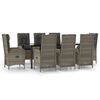 vidaXL Ensemble &agrave; manger de jardin 9pcs et coussins noir et gris