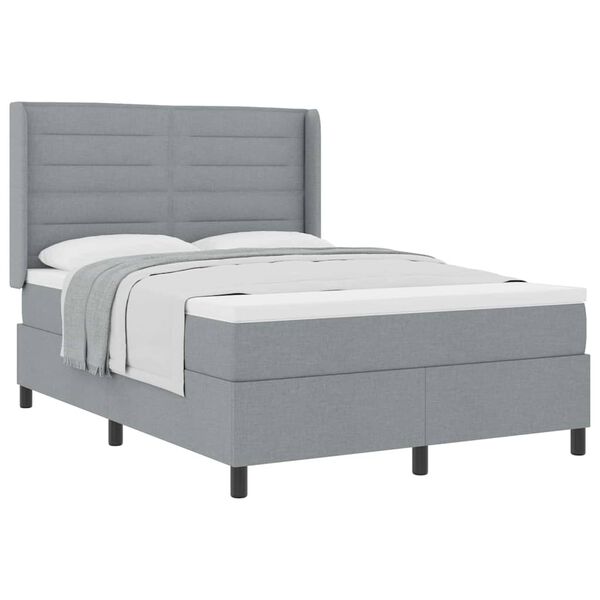vidaXL Lit &agrave; ressorts avec matelas Gris clair 140 x 190 cm tissu