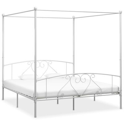 vidaXL Cadre de lit à baldaquin sans matelas blanc métal 200x200 cm