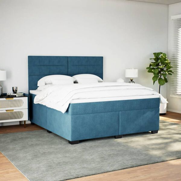 vidaXL Sommier &agrave; lattes de lit et matelas bleu 180x200 cm velours