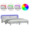 vidaXL Cadre de lit avec LED sans matelas gris b&eacute;ton 200x200 cm