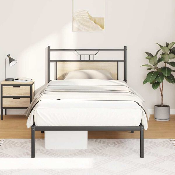 vidaXL Cadre de lit sans matelas ch&ecirc;ne sonoma 107x203 cm