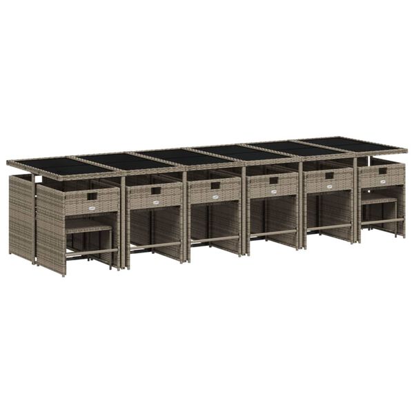 vidaXL Ensemble &agrave; manger de jardin 17 pcs et coussins r&eacute;sine tress&eacute;e