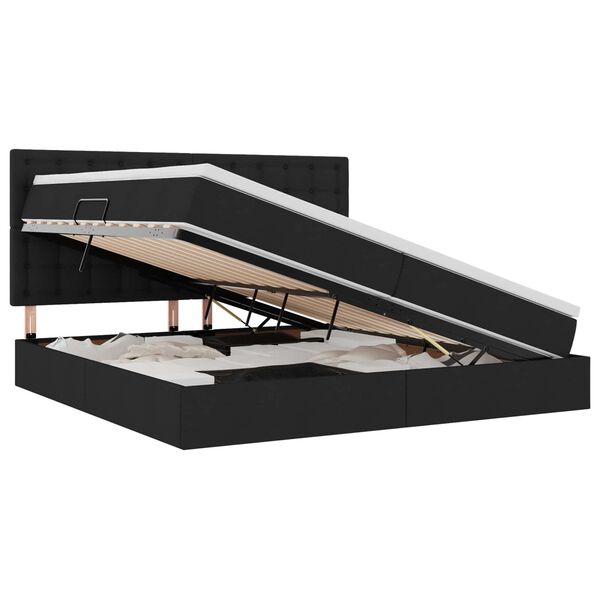 vidaXL Lit avec rangement et LED avec LED Noir 200 x 200 cm Polyester