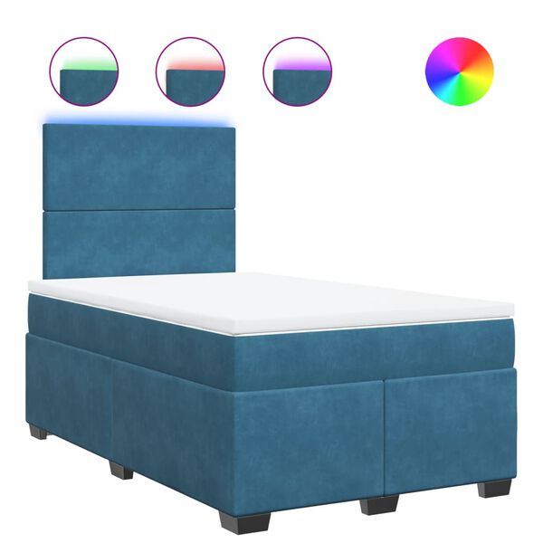 vidaXL Sommier &agrave; lattes de lit et matelas bleu 120x200 cm velours