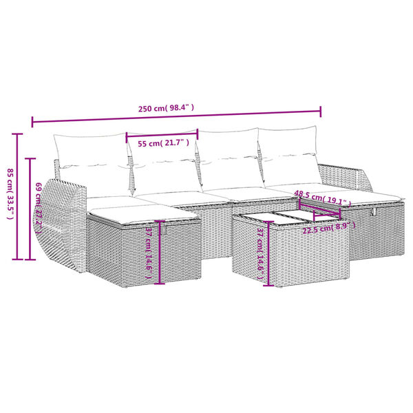 vidaXL Salon de jardin avec coussins 6 pcs marron r&eacute;sine tress&eacute;e