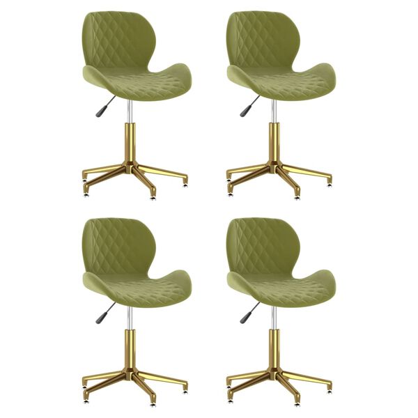 vidaXL Chaises pivotantes &agrave; manger lot de 4 vert clair velours