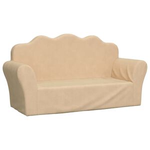 vidaXL Canap&eacute; pour enfants 2 places cr&egrave;me peluche douce