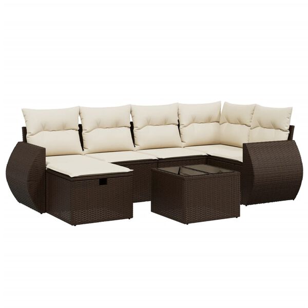 vidaXL Salon de jardin avec coussins 6 pcs marron résine tressée