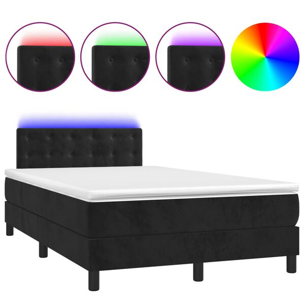 vidaXL Sommier &agrave; lattes de lit avec matelas et LED Noir 120x200 cm