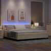 vidaXL Lit &agrave; ressorts avec matelas avec LED Cr&egrave;me 200 x 200 cm tissu