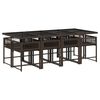 vidaXL Ensemble &agrave; manger de jardin et coussins 9 pcs marron poly rotin