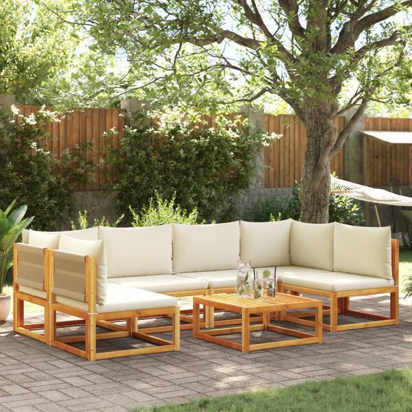vidaXL Ensemble de canap&eacute;s de jardin 7 pi&egrave;ces avec coussins, bois d'acacia et corde,