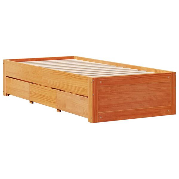 vidaXL Cadre de lit sans matelas avec tiroirs 75x190cm bois pin massif
