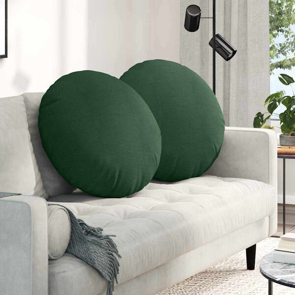 vidaXL Coussins de si&egrave;ge 2 pcs Vert fonc&eacute; &Oslash; 60 cm
