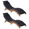 vidaXL Chaises longues et coussins 2 pcs Gris fonc&eacute; Bois massif acacia