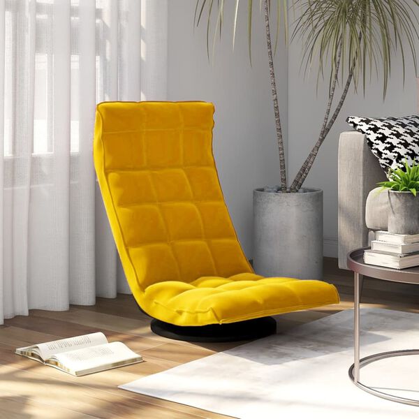 vidaXL Chaise de sol pivotante Jaune Velours