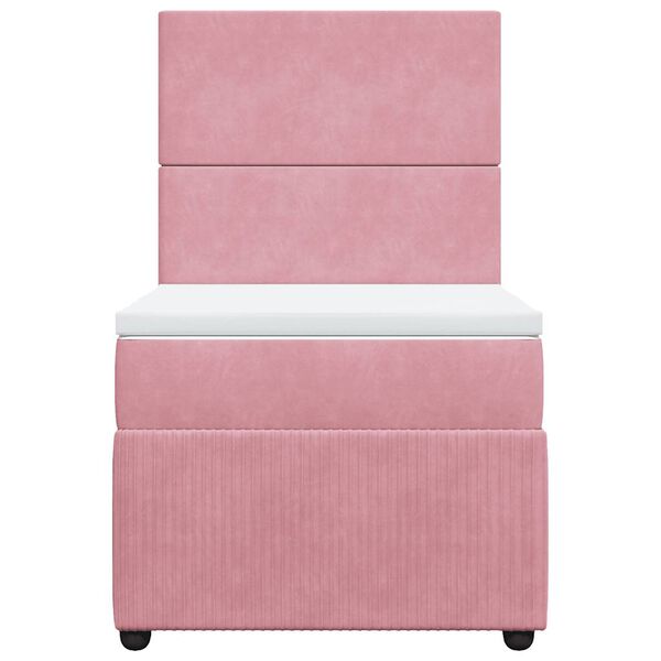 vidaXL Sommier &agrave; lattes de lit avec matelas Rose 100x200 cm Velours