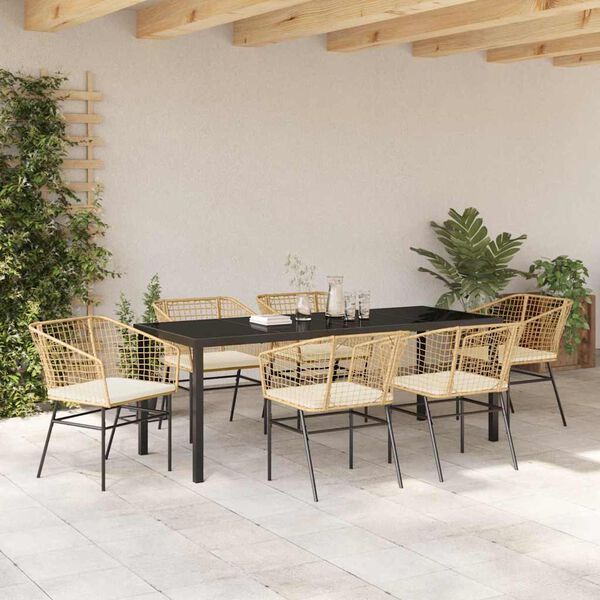 vidaXL Ensemble de salle &agrave; manger pour jardin 7 pcs Marron polyrotin