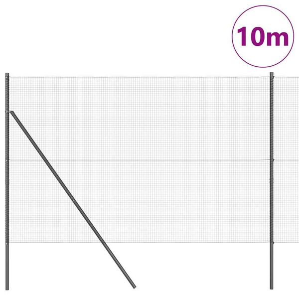 vidaXL Cl&ocirc;ture avec poteaux Gris 1.5 x 10 m Acier