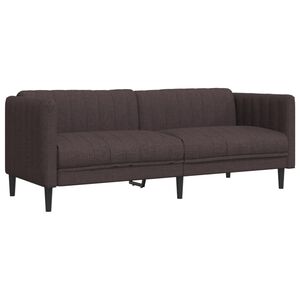 vidaXL Canap&eacute; &agrave; 3 places marron fonc&eacute; tissu