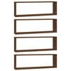 vidaXL &Eacute;tag&egrave;res murales cubiques 4 pcs Ch&ecirc;ne marron 80x15x26,5 cm