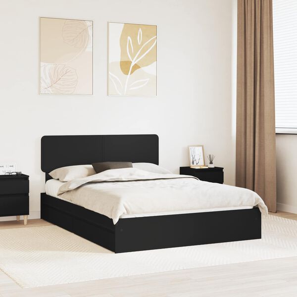 vidaXL Lit de Rangement Noir 140 x 190 cm Bois d'ing&eacute;nierie