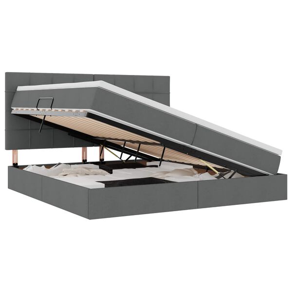 vidaXL Lit avec rangement et matelas Gris fonc&eacute; 200 x 200 cm Polyester